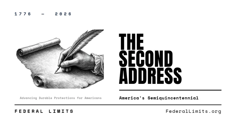 Header card: The Second Address — America's Semiquincentennial, July 3, 2026.